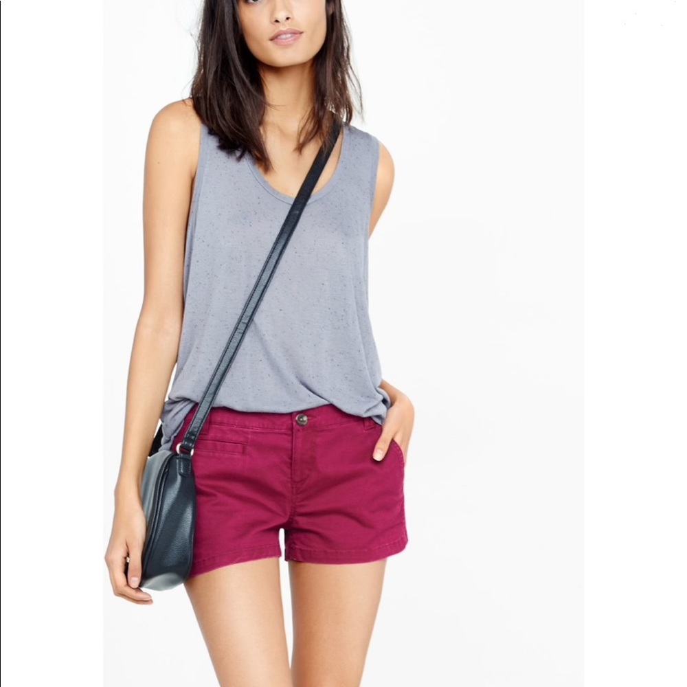 Express Berry Twill Trouser Pocket Shorts
